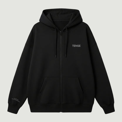 「TENSE」拉鍊連帽衛衣